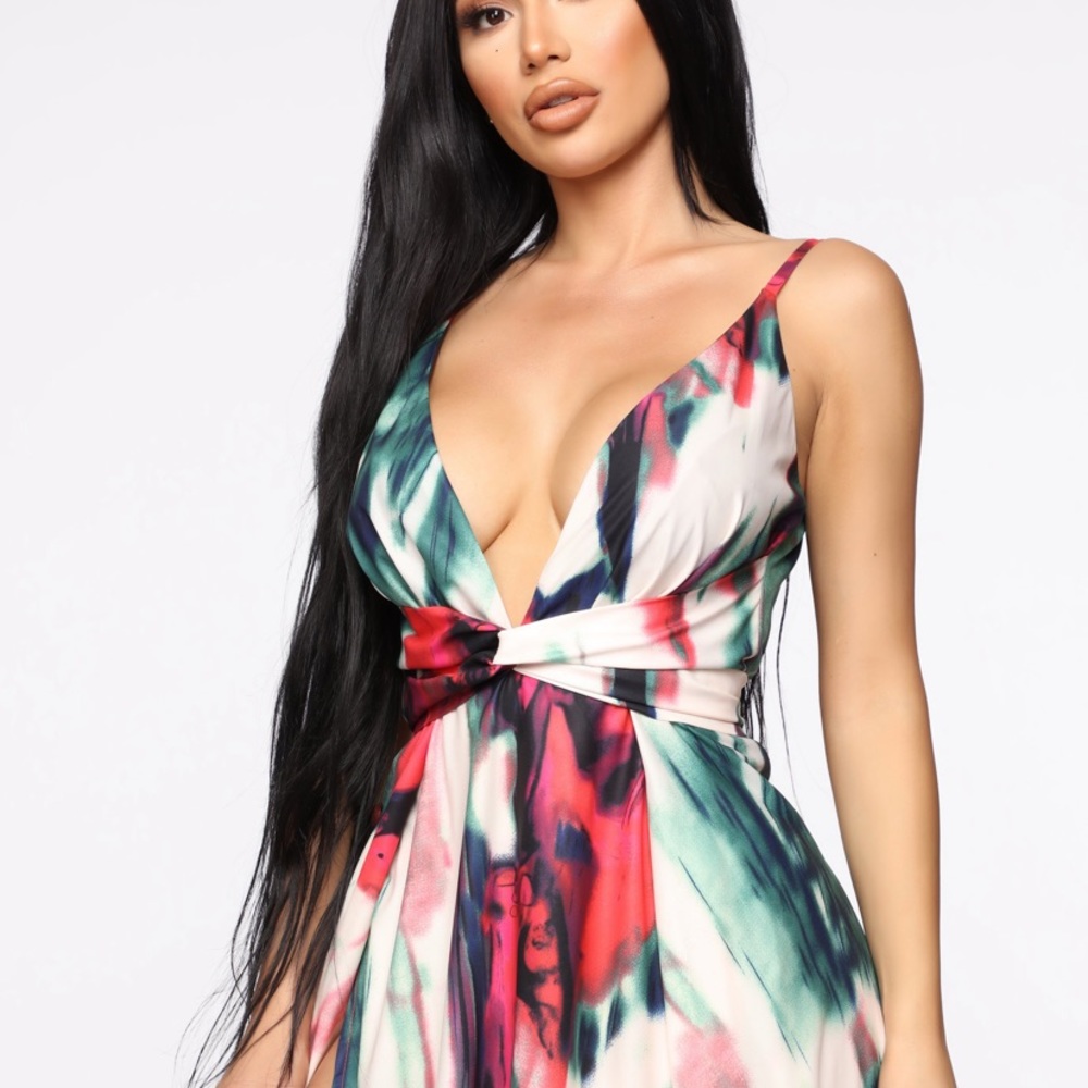 Coral Maxi Dress w Slits - Picture 2 of 6